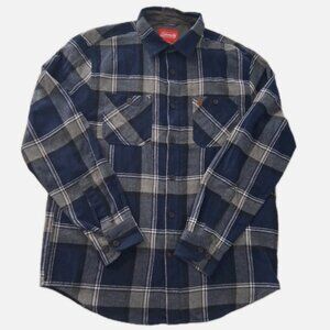 Coleman Shirt Mens Large Plaid Flannel Blue Gray Button Up Outdoor Workwear